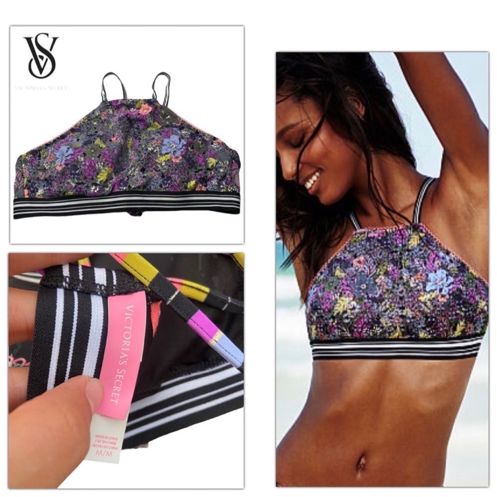 Victoria’s Secret High Neck Floral Print Bikini top size M